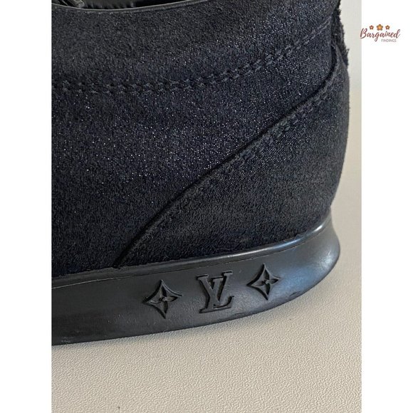 Authentic Louis Vuitton Black Monogram Laminated Suede Low Top Sneakers 38.5/8.5 - Picture 7 of 13